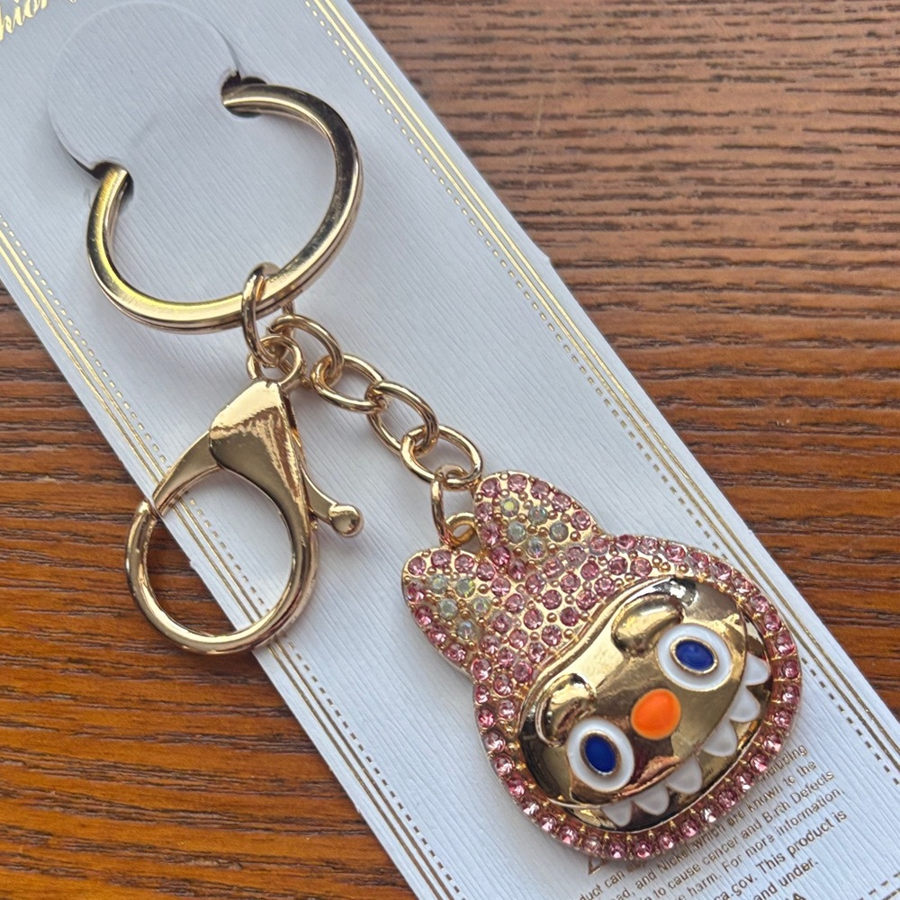 Pink and Gold Rhinestones Bunny Keychain/Bag Charm